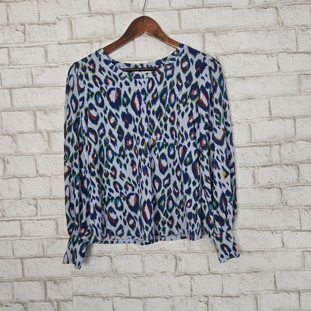 ninewest leopardβprintβ long sleeve top